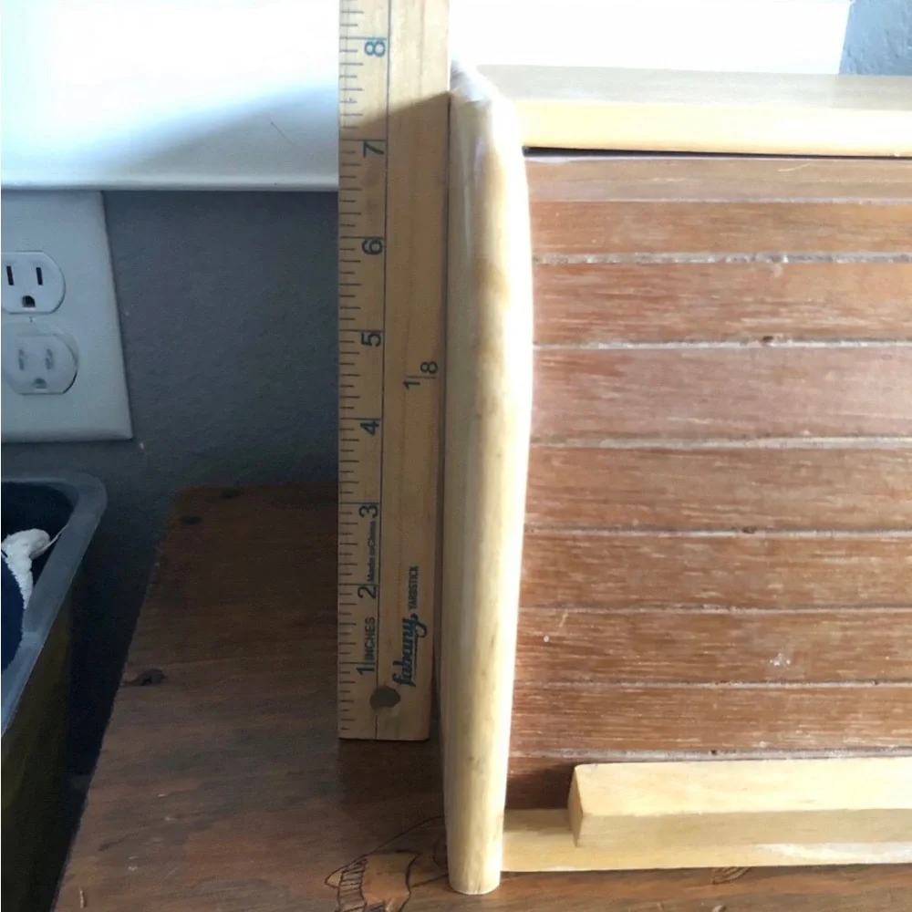 Wood roll top bread box - cottage core